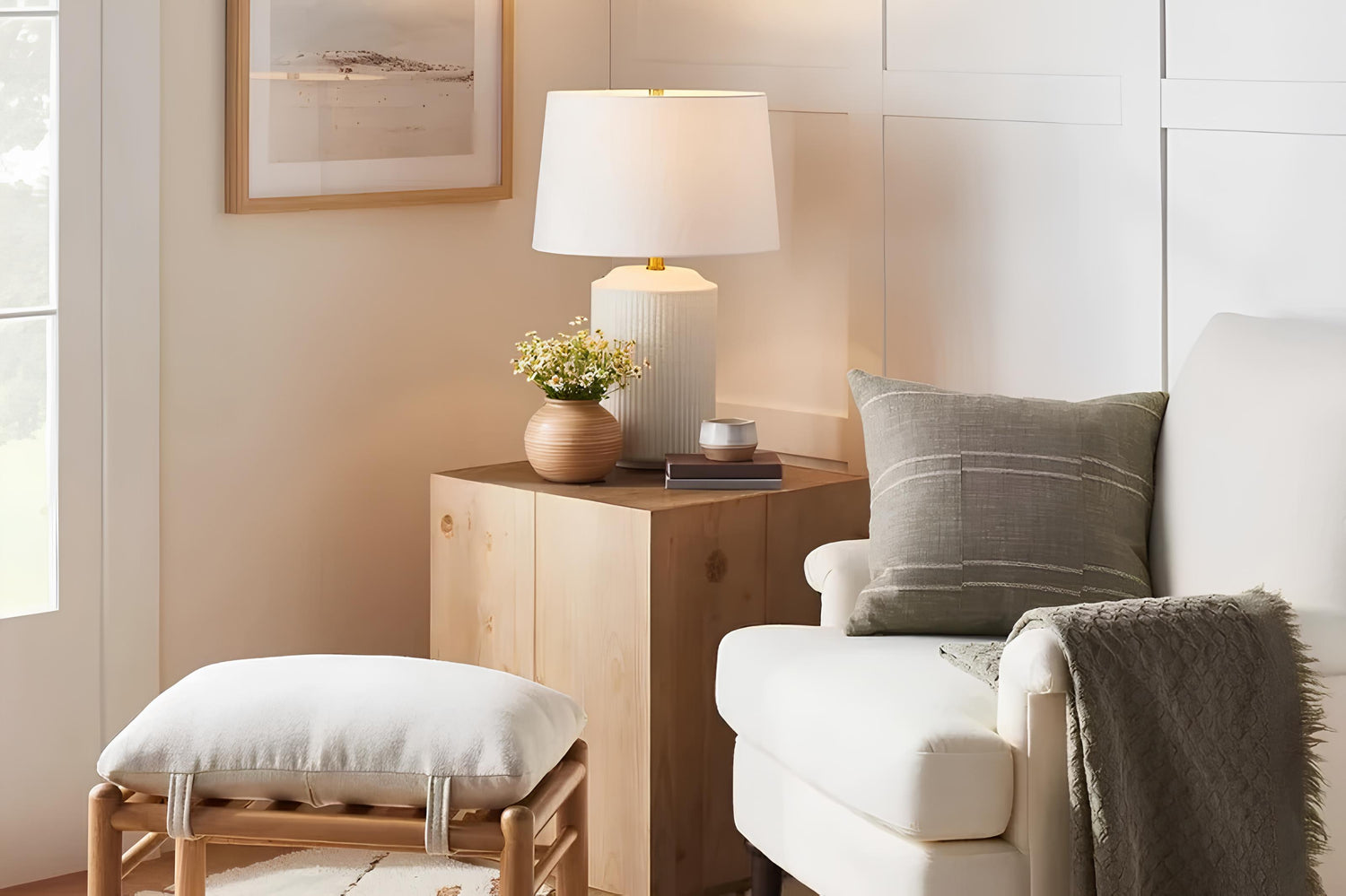 white table lamp