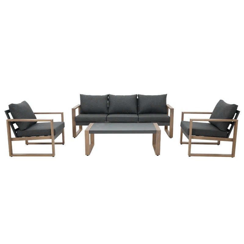 Patio Wood Grain Coating Sofa Set