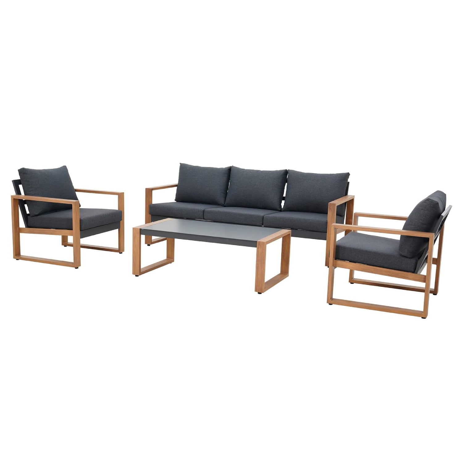 Patio Wood Grain Coating Sofa Set