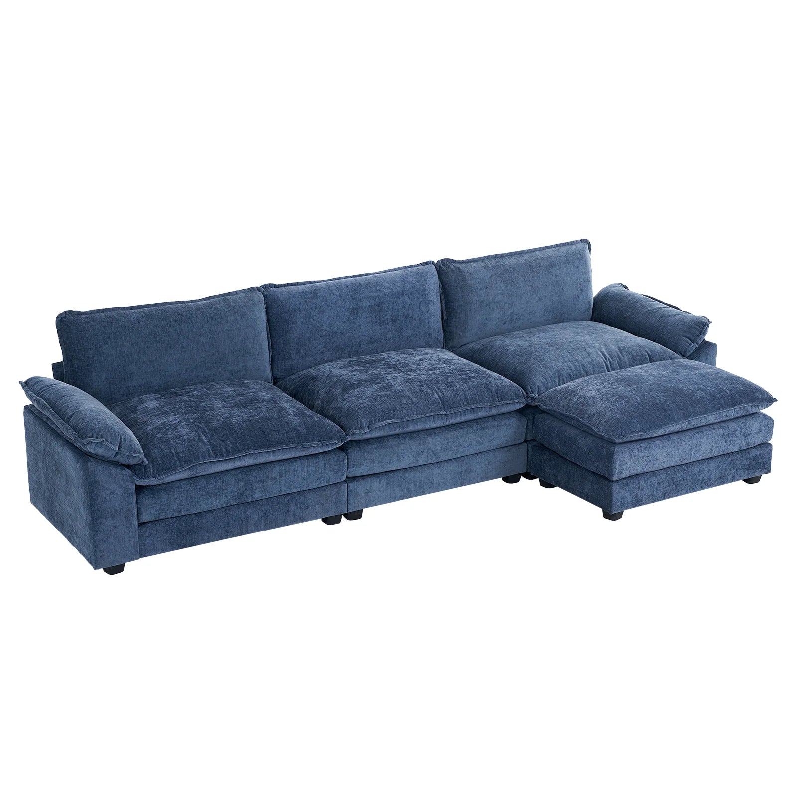 Cloud 120 Three Sectional Sofa with Ottoman Luxury Comfort