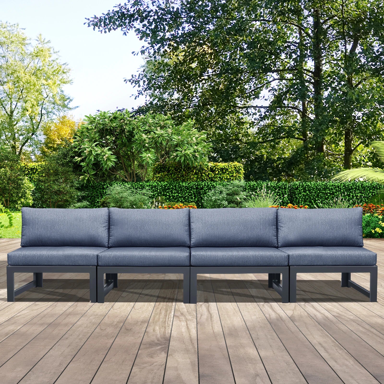 Patio Sectional Armless Sofa Set