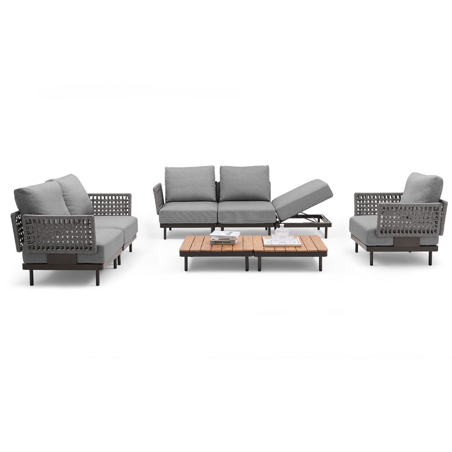 Patio Woven Rattan Sectional Couch Set